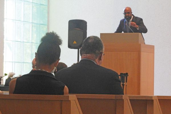Preaching during chapel service