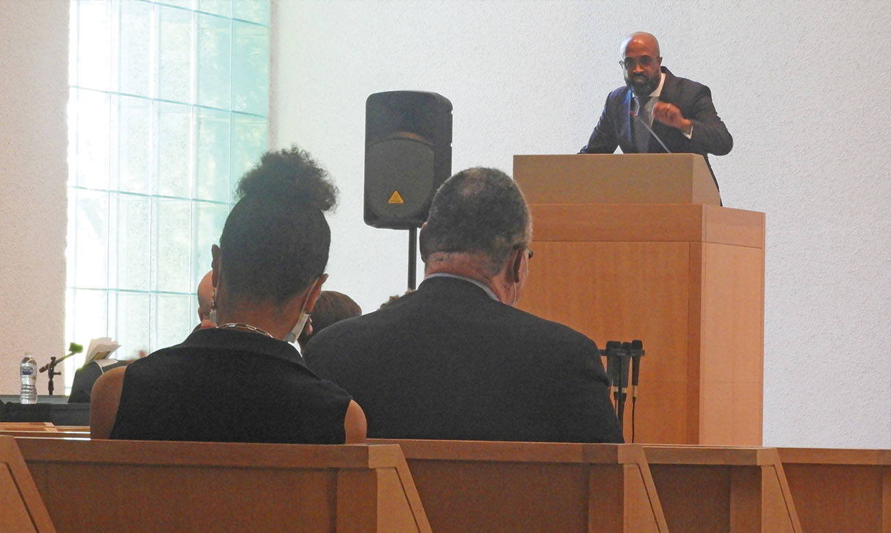Preaching during chapel service