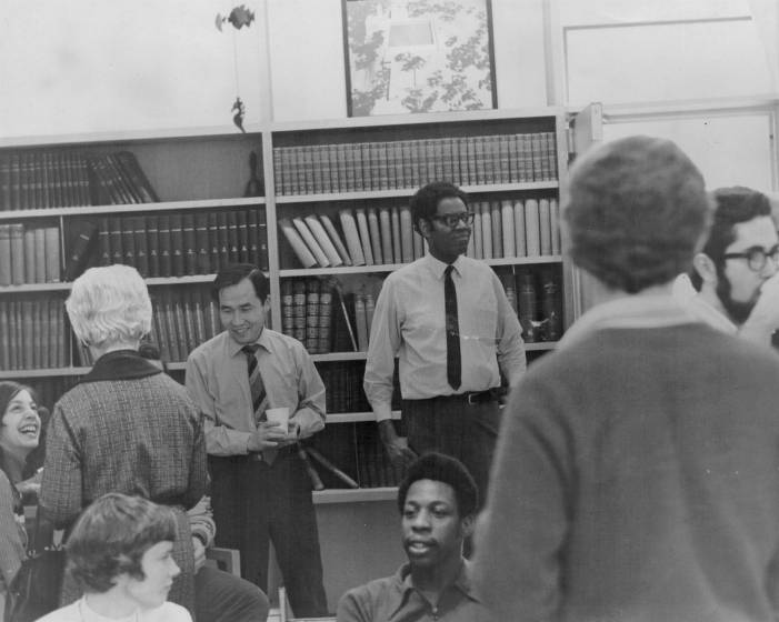 Students attending President Dr. Beauford Norris's Christmas reception in 1972.