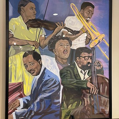 One of three large art pieces that represent the history of Indiana Avenue inside The Avenue Coffeeshop and Café in Indianapolis.