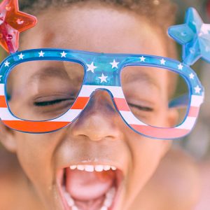 Child at an Independence Day celebration