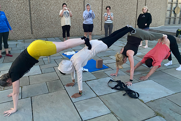 Yoga & Spirituality Students doing Yoga in the CTS Courtyard