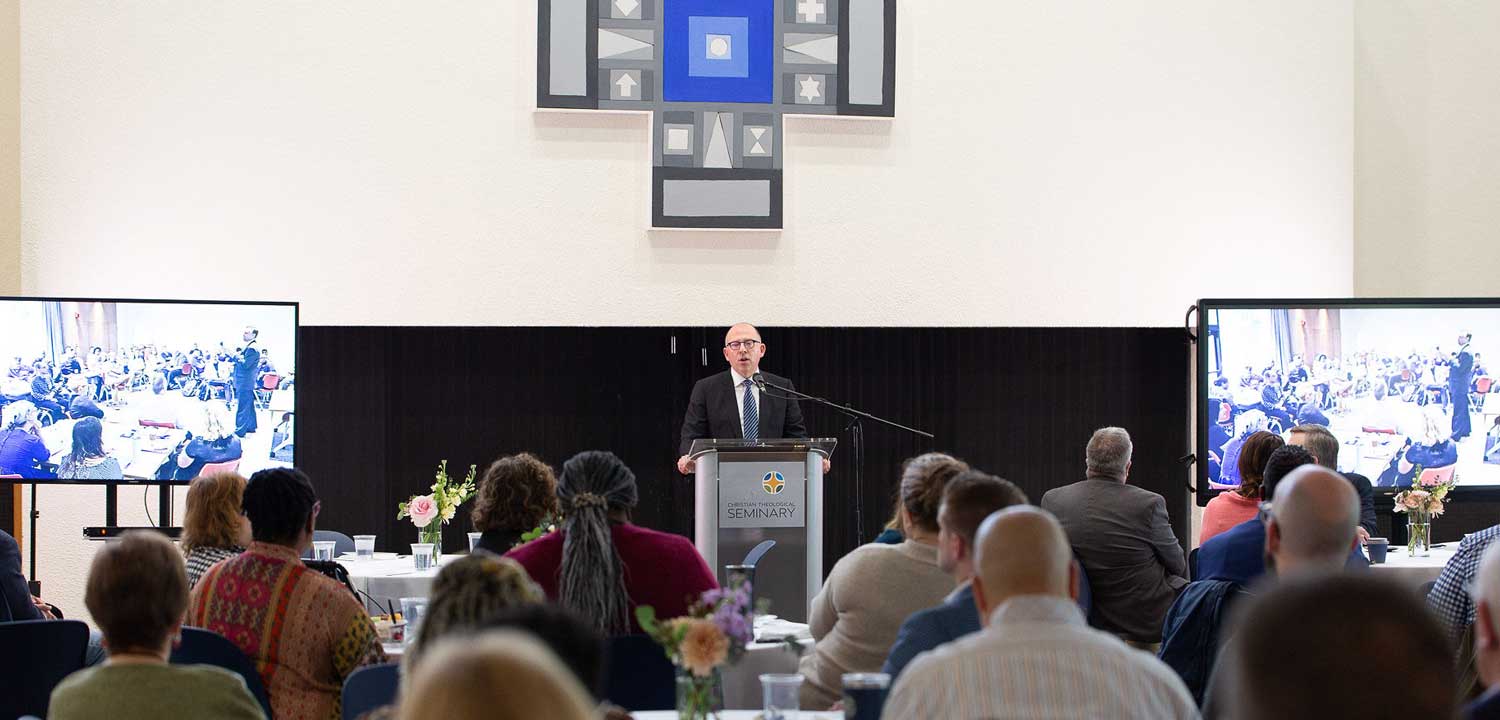 Dr. David Mellott speaking at the State of the Seminary 2023