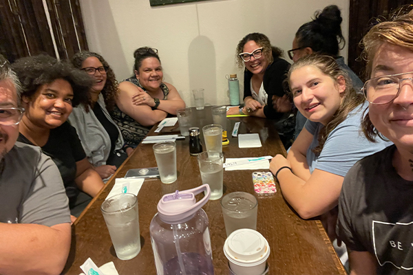 CTS student Tyne Parlett and classmates hang out during the 2023 Summer Session of the Hispanic Summer Program.