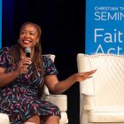 Author and economist Heather McGhee speaks at the 2023 Faith & Action Fall Event.