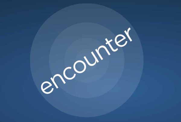Encounter with blue background and circle